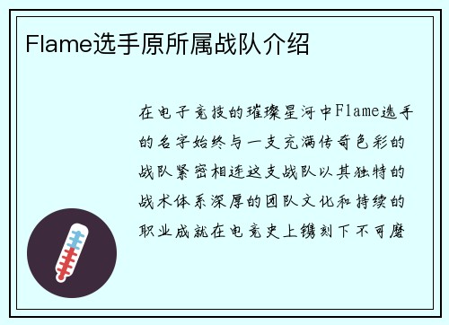 Flame选手原所属战队介绍