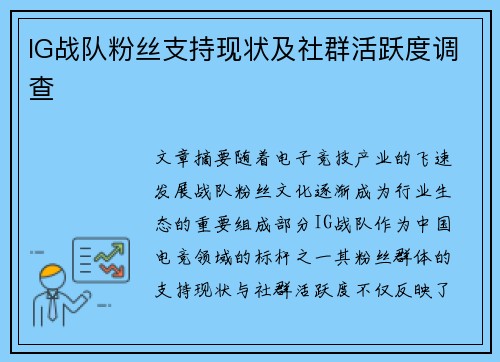IG战队粉丝支持现状及社群活跃度调查
